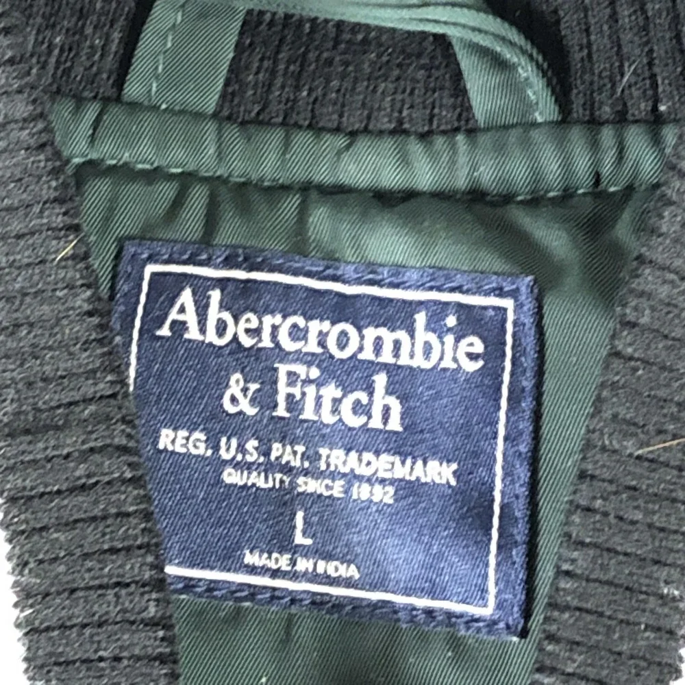 Abercrombie & Fitch Jacket Mens Large Green Varsity Bomber Full Zip Lined